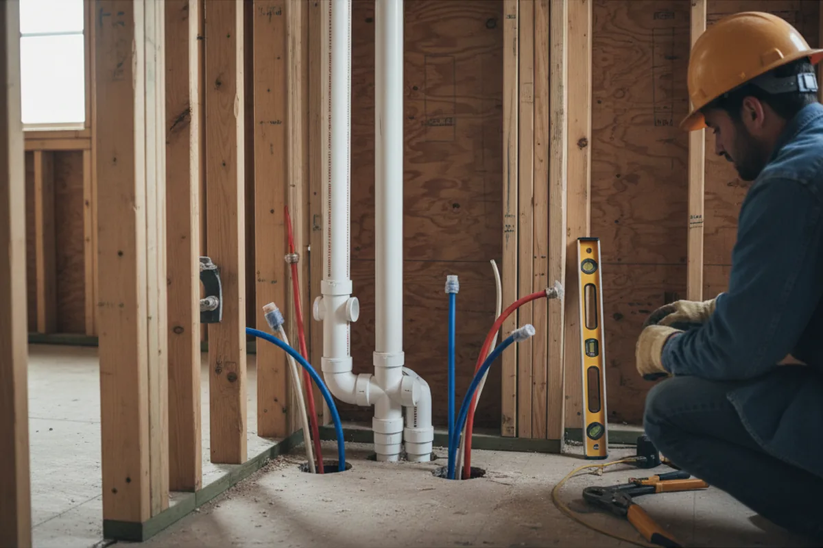 Drain and supply rough-in during Leak Detection in Basalt