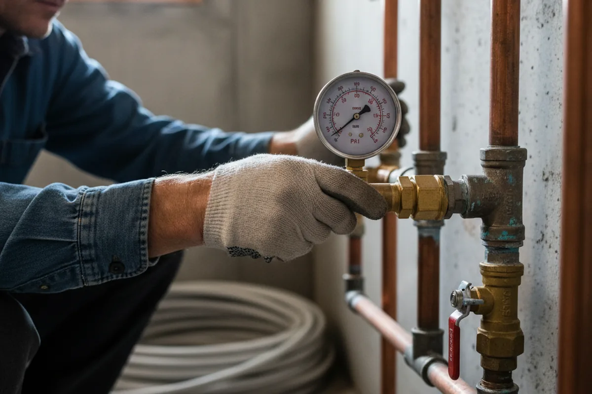 Pressure testing a repaired line during Water Line Repair in Basalt